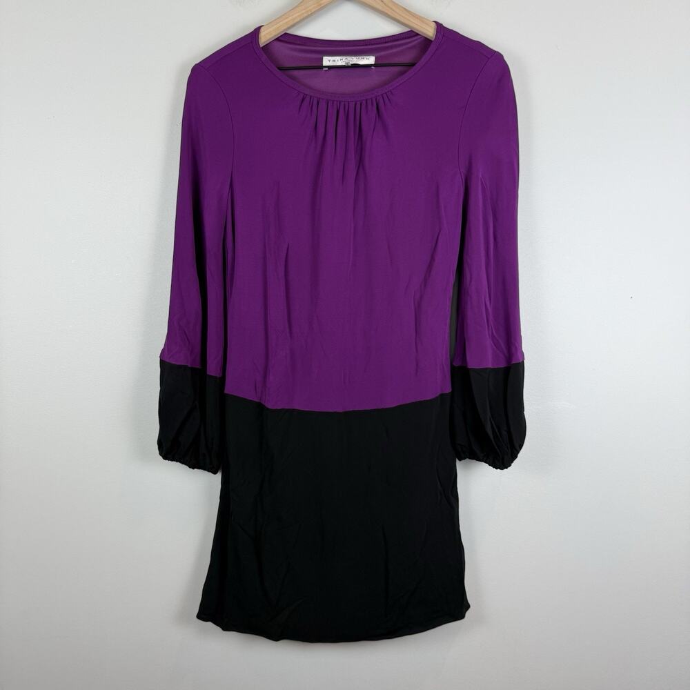 Trina Turk Jersey Shift Dress Sz S Color Block Matte Retro Stretch Classic Party